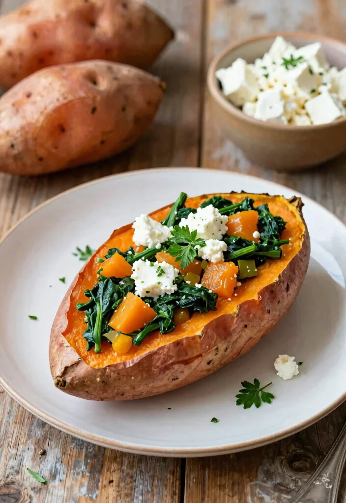 20 Meal Prep Recipes for the Week: Easy & Healthy Plant-Based Ideas - 12. Spinach & Feta Stuffed Sweet Potatoes 1