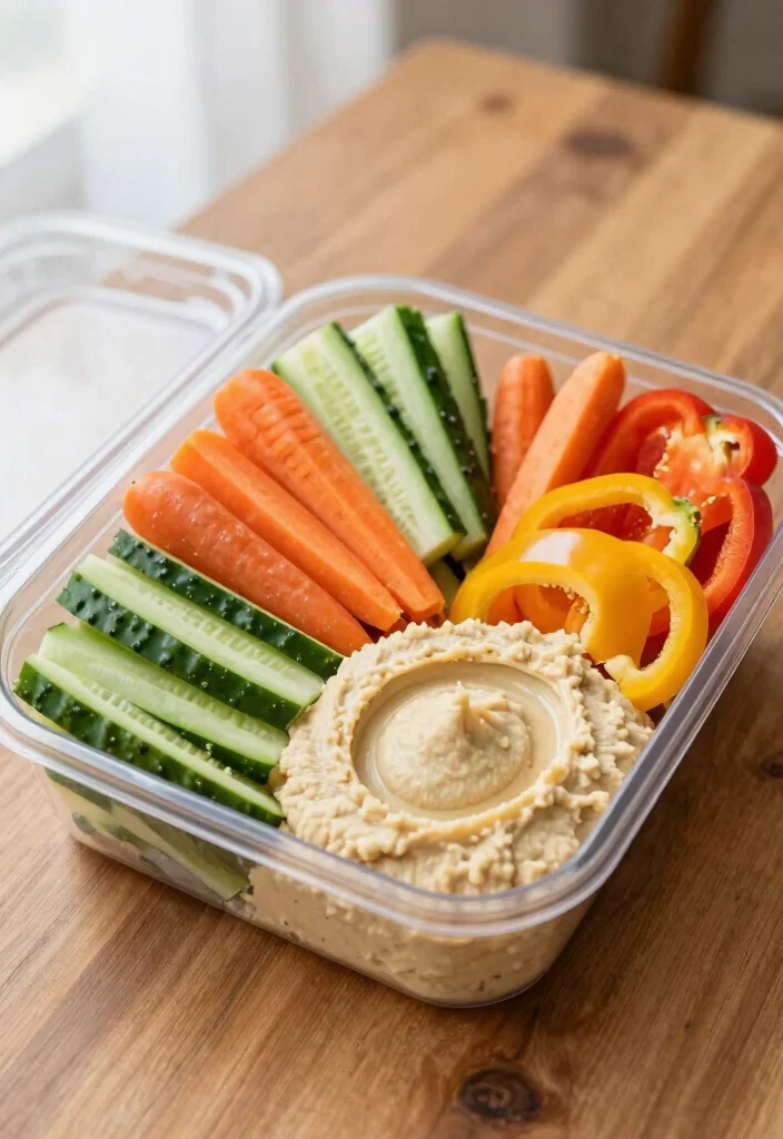 20 Meal Prep Recipes for the Week: Easy & Healthy Plant-Based Ideas - 20. Vegetable and Hummus Snack Packs 1