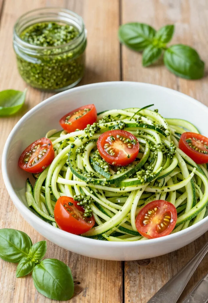 20 Meal Prep Recipes for the Week: Easy & Healthy Plant-Based Ideas - 5. Zucchini Noodles with Pesto 1