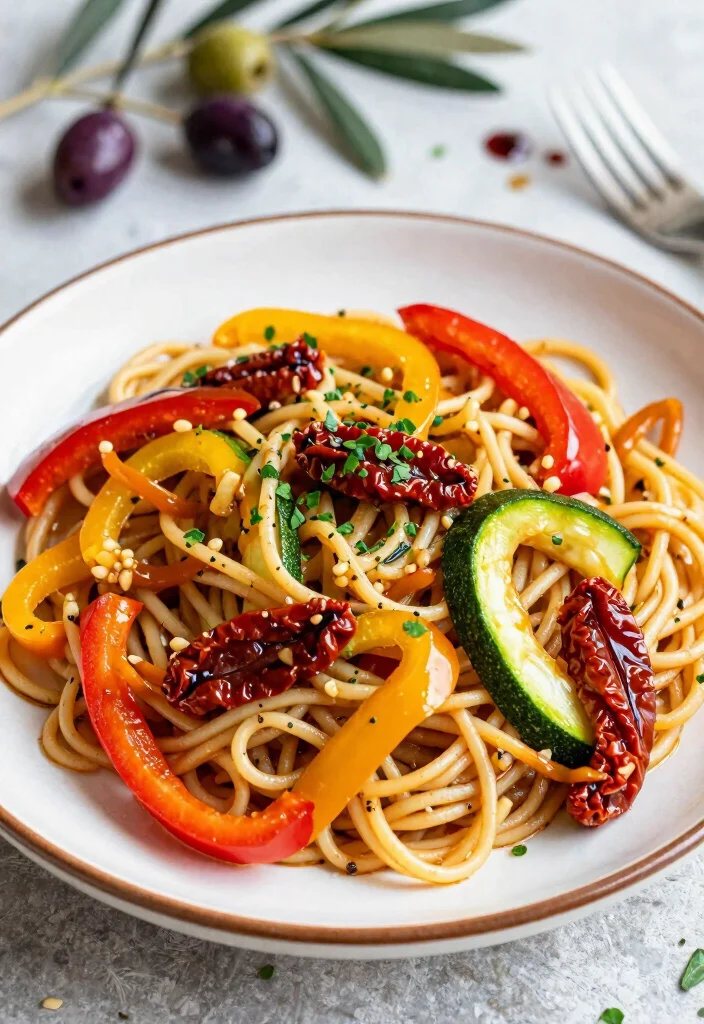 20 Stir Fry Recipes With Noodles Better Than Takeout - 10. Mediterranean Vegetable Noodle Stir Fry 1