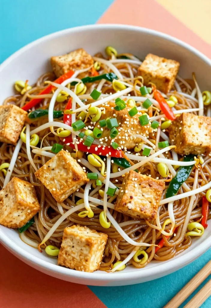 20 Stir Fry Recipes With Noodles Better Than Takeout - 14. Bean Sprout and Tofu Noodle Stir Fry 1