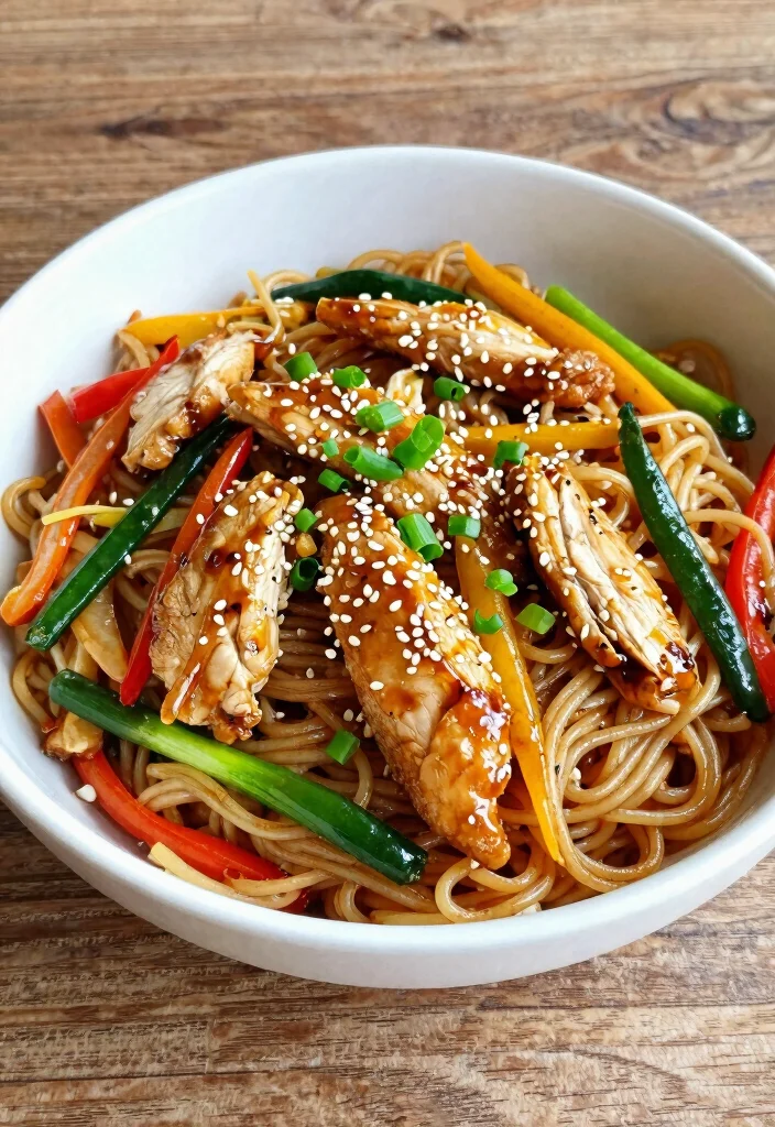 20 Stir Fry Recipes With Noodles Better Than Takeout - 16. Sesame Chicken and Vegetable Noodle Stir Fry 1