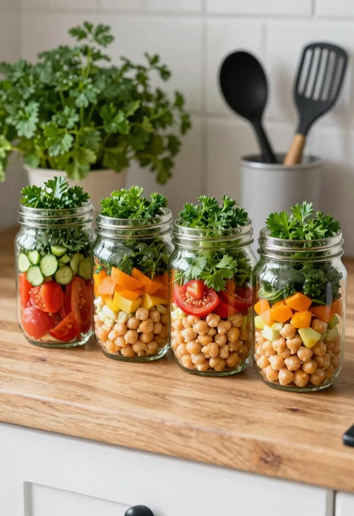 20 Vegan Meal Prep Recipes for the Week - 1. Chickpea Salad Jars 1