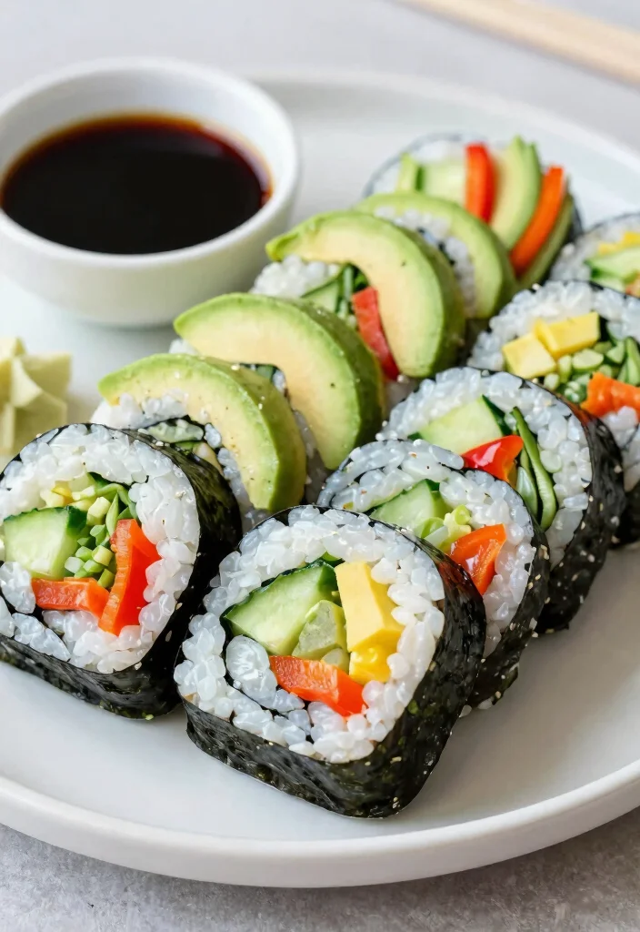 20 Vegan Meal Prep Recipes for the Week - 14. Vegetable Sushi Rolls 1