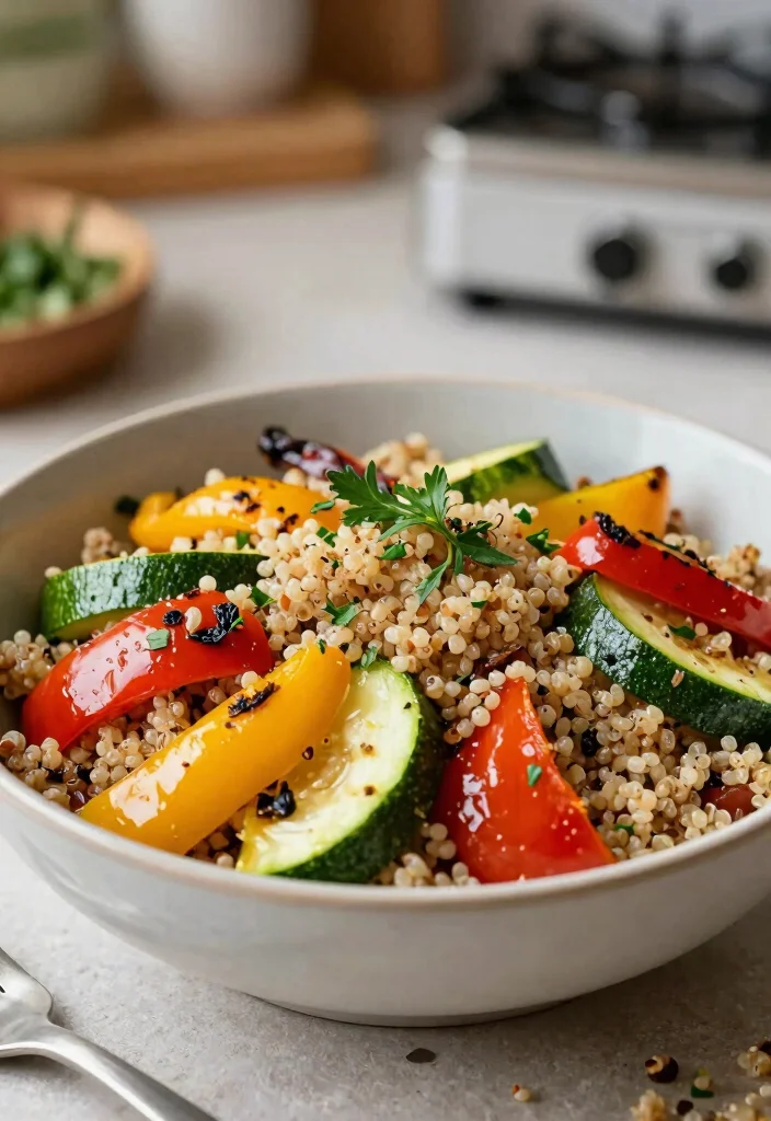 20 Vegan Meal Prep Recipes for the Week - 3. Quinoa and Roasted Vegetable Medley 1