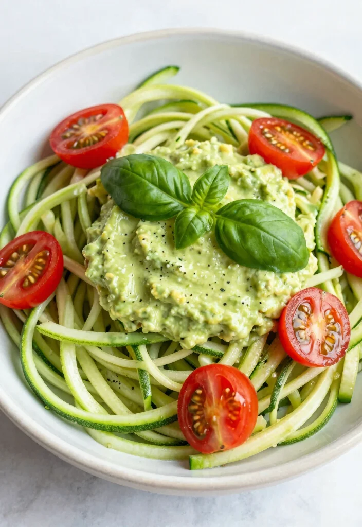 20 Vegan Meal Prep Recipes for the Week - 5. Zucchini Noodles with Avocado Sauce 1