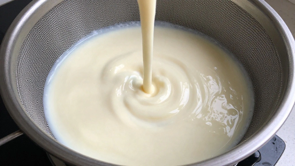 Classic Vanilla Panna Cotta Recipe with Berry Sauce - Step 4: Strain Mixture 1