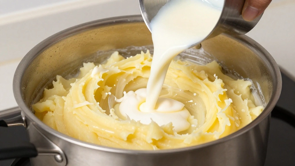 Best Garlic Mashed Potatoes Recipe Creamy and Buttery - Step 6: Incorporate Milk and Butter 1
