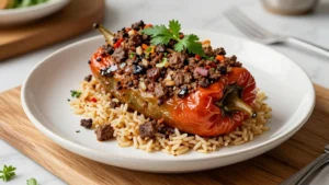 Classic Stuffed Peppers with Ground Beef and Rice
