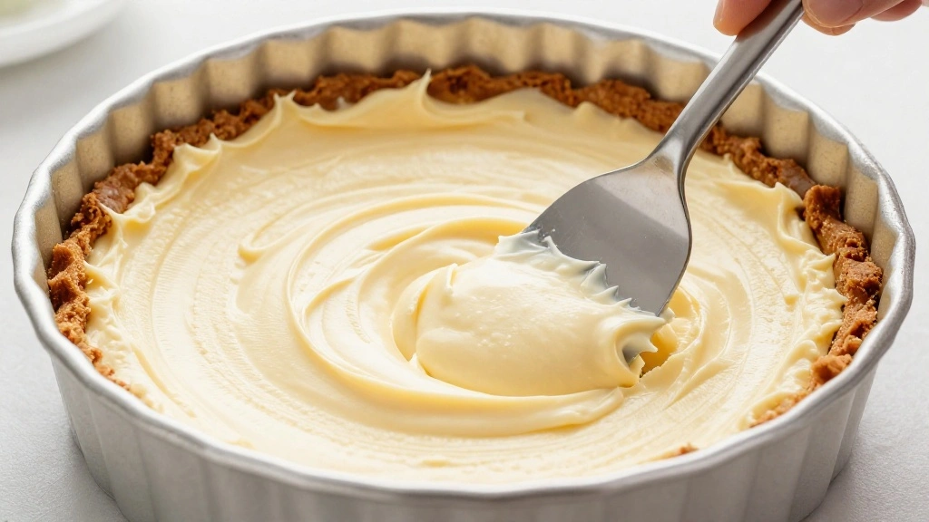 Easy No Bake Cheesecake Recipe Smooth and Creamy - Step 6: Spread Filling Over Base 1