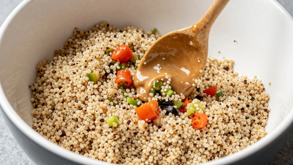 Healthy Quinoa Bowls with Fresh Veggies and Simple Dressing - Step 7: Add Dressing to the Mix 1