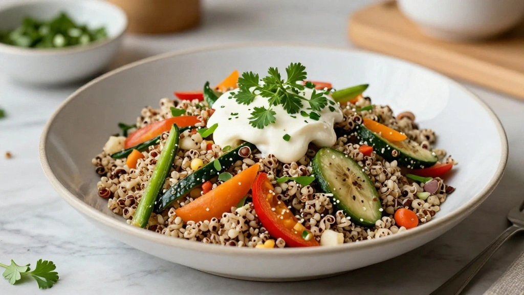 Healthy Quinoa Bowls with Fresh Veggies and Simple Dressing