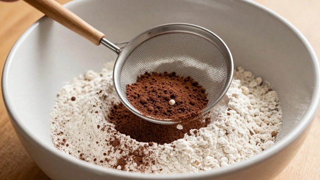 Homemade Chocolate Cake Recipe Moist and Rich - Step 5: Sift Dry Ingredients 1