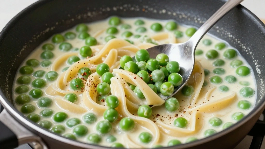 One Pot Creamy Pasta Ready in Just 20 Minutes - Step 6: Add Peas and Seasonings 1