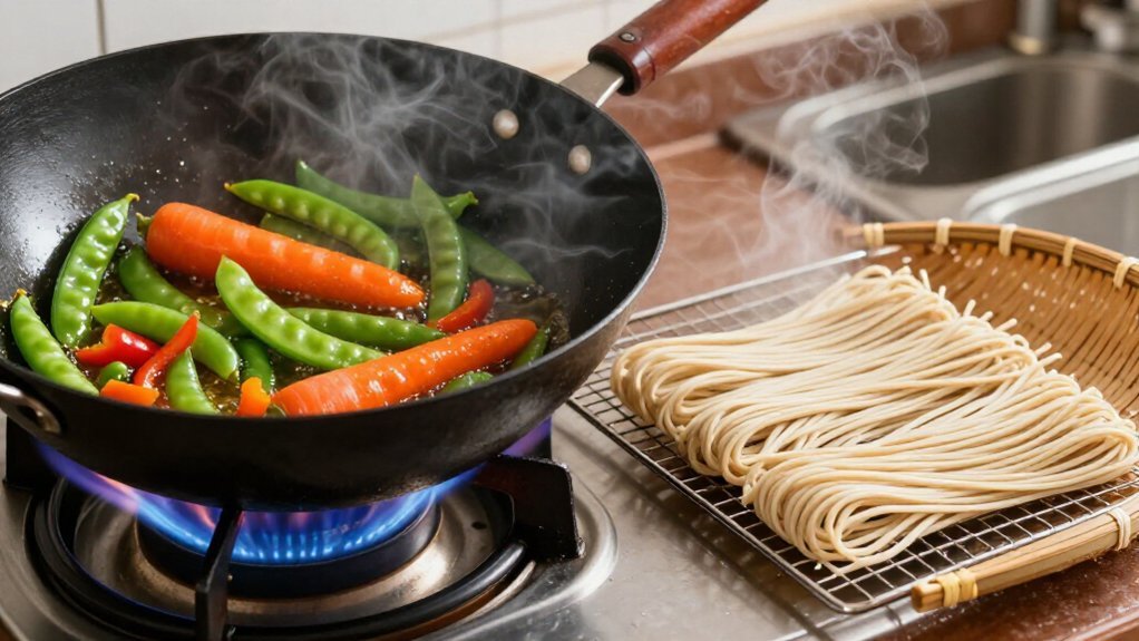 almost al dente sesame coated noodles