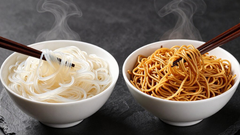 silky rice noodles chewy lo mein