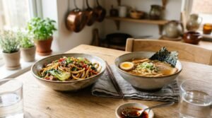 stir fry noodles vs ramen contrasts