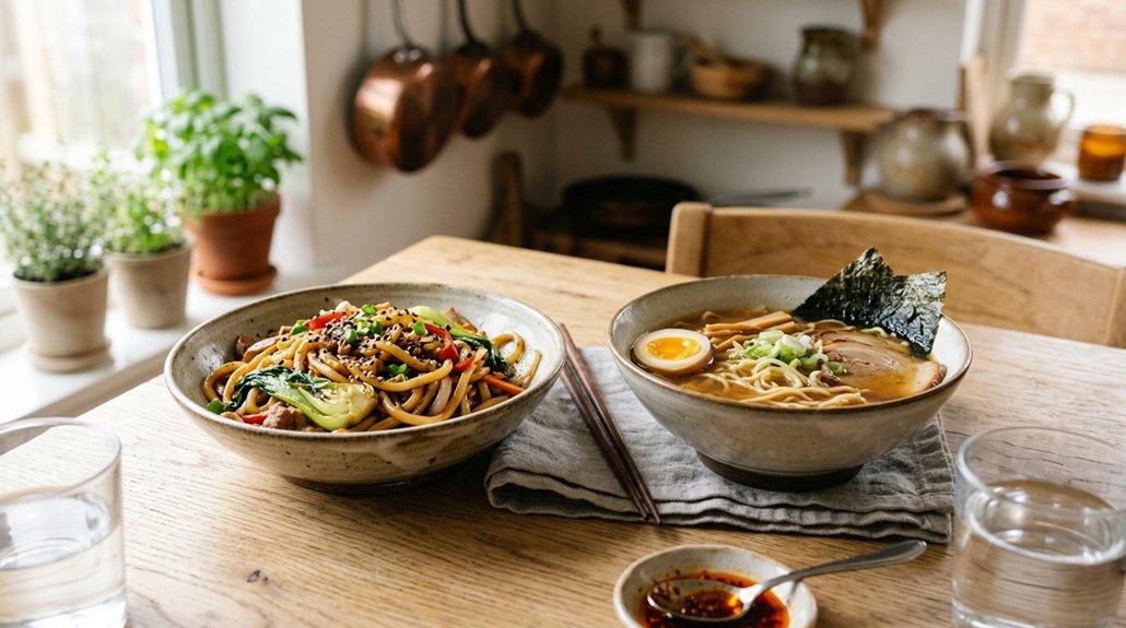 stir fry noodles vs ramen contrasts