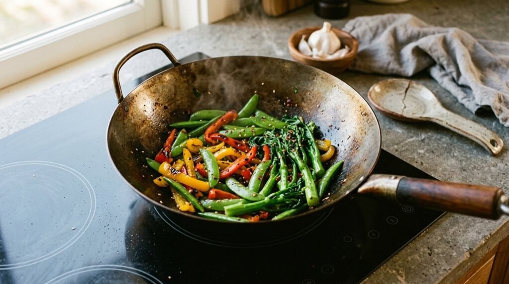 stir fry vegetables until crunchy