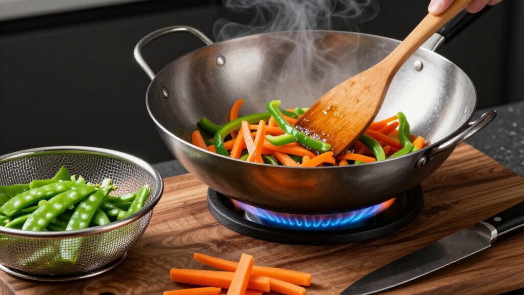 uniform cuts blanched then hot stir fry
